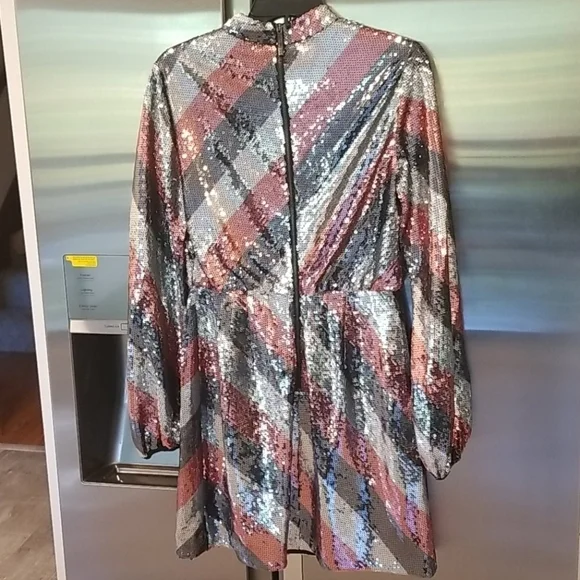 💕TED BAKER💕 Jocasta Striped Sequin Mini Dress - Picture 14 of 15